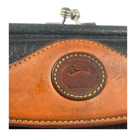 DOONEY & BOURKE Wallet Clutch Navy Blue Tan Vintage Kiss-Lock Bifold Classic - Picture 14 of 15